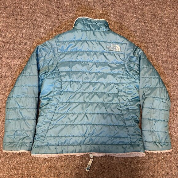 The NORTH FACE Reversible‎ Mossbud Blue Girls Fleece Jacket - Picture 5 of 11